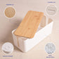 Cable Management Box - Wooden Style Cord Organizer Box to Hide Wires & Power Strips | Desk Computer Cable Organizer Box | Safe ABS Material | 12.6" (L) x 5.3" (W) 4.9" (H) | for Home & Office - White