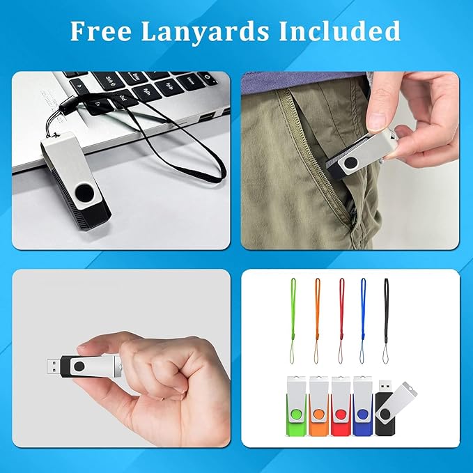 8GB Flash Drive 20 Pack, Wooolken USB 2.0 Memory Stick Thumb Drive Jump Drive USB Stick for Data Storage and Backup (Mixed Colors)
