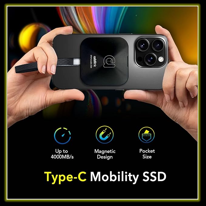 Addlink P30 2TB External SSD USB4 4000MB/s Type C Compatible thunderbolt 4, Tesla, iPhone15/16&iPad&Mac, Steam Deck/Android/PS5&4 Smart TV Magsafe ProRes 4K 120fps, Includes USB4.0 Cable Aluminum case