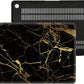 Black Gold Marble Laptop Cover Compatible with MacBook Air 13/13.3 Inch Case 2017 2016 2015 2014 2013 2012 2011 2010 A1466/A1369, AMCJJ Plastic Hard Shell Case & Keyboard Cover &Screen Protector