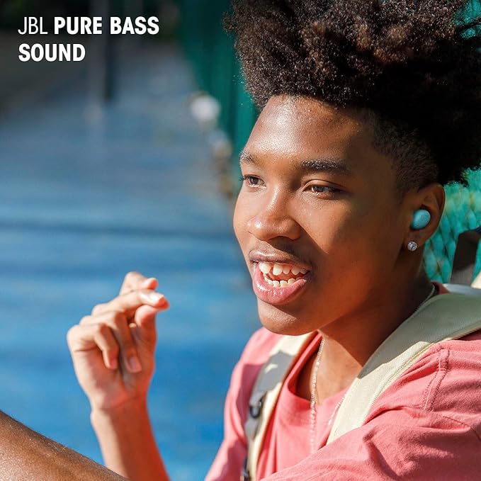 JBL Vibe Buds 2 - True Wireless Noise Cancelling Earbuds with JBL Pure Bass Sound & Smart Ambient Technology, 4mics for Crisp, Clear Calls, up to 40Hrs of Playback, IP54 Dust & Water Resistant (Blue)