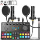 Podcast Equipment Bundle for 2 with Dual XLR-3.5 Condenser Micophones with Mic Pop Filters Audio Equipment for Live Streaming/ Recording, Online Gaming for Phone/ Laptop/ PC Audio Interface M100