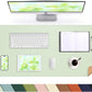 Leather Desk pad Protector, Large Desk mat with Natural Cork & PU Leather,Mouse pad,Non-Slip Office Desk Mat,Waterproof Desk Writing Pad for Office and Home (35in*17in, Light Green)