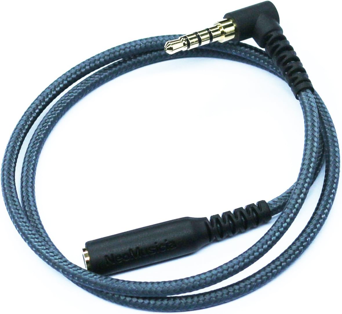20cm(0.6ft) Right angle 4 pole 3.5mm 1/8 inch male to 4 pole 3.5mm 1/8 inch Female Stereo Audio headphone earphone Extension Cable adapter Cord Tangle-Free Braided wire