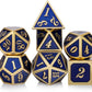 DnDnD Heavy Polyhedral Metal Dice Set with Metal Box, 7-die Shiny Blue Surface with Golden Number for RPG,Dungeons and Dragons,Pathfinder,Shadowrun,D&D,Role Palying Game and Math Teaching
