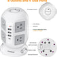 Tower Power Strip Surge Protector 10 Ft, TESSAN Flat Plug Extension Cord with Multiple Outlets, 8 AC Outlets, 4 USB Ports, 1 Built-in USB Cable, Desk Charging Station for Home Dorm Office