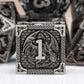 PJOY Metal DND Dice Set Antique Silver Dragon Scale D&D Polyhedral Dice with Dice Case for Dungeons and Dragons TTRPG Gifts