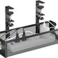 DELAMU Under Desk Cable Management Tray, No Drill Metal Mesh Cable Management Under Desk with F-Clamp Mount & 2 Open Holes, Cord Organizer for Home Office, 1 Pack, Black