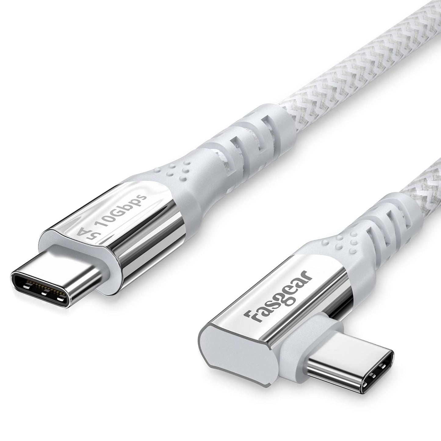Fasgear 100W USB C to Type C 90 Degree Cable 6ft, USB 3.1 Gen 2 10Gbps Data Sync 5A Power Delivery with E-Marker Compatible for MacBook,Link,VR Headset,PD Docking Station,SSD,4K Displays,Grey