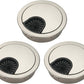 3 Pcs Satin Nickel Metal Cable Grommet, Zinc Alloy Desk Table Grommet Cable Cord Hole Cover for Home and Office, Fits 2inchs Hole 50MM Brushed Silver