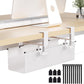 Under Desk Cable Management Tray 15.7" - No Drill Computer Wire Organizer Cable Tray, Cord Hider Clamp Mount with 16X Cable Ties PC Cables Management Cord Holder for Office/Home (Upgrade Fabric,White)