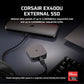 Corsair EX400U 2TB USB4 Portable External Type-C SSD – Up to 4,000MB/s Read, 3,600MB/s Write, USB 3.2 Gen2 2x2, Plug and Play, Thunderbolt 4, MagSafe, Includes 40Gbps Cable, Windows PC, iOS Mac – Gray