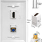 HDMI Wall Plate, 1 Port 4K HDMI Keystone to Female, 1 Port F Type Connector Coax Keystone to Female Wall Plate-White