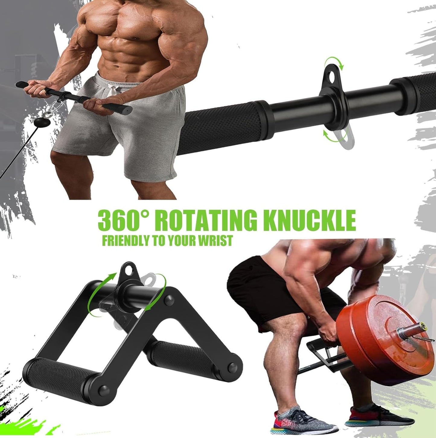 Cable Machine Attachment，LAT Pulldown Attachments Upgraded 1.3 Inch Comfort Grip Cable Attachments for Gym, Triceps Rope Bar,V Bar ,Double D Bar,Homr Gym Accessories