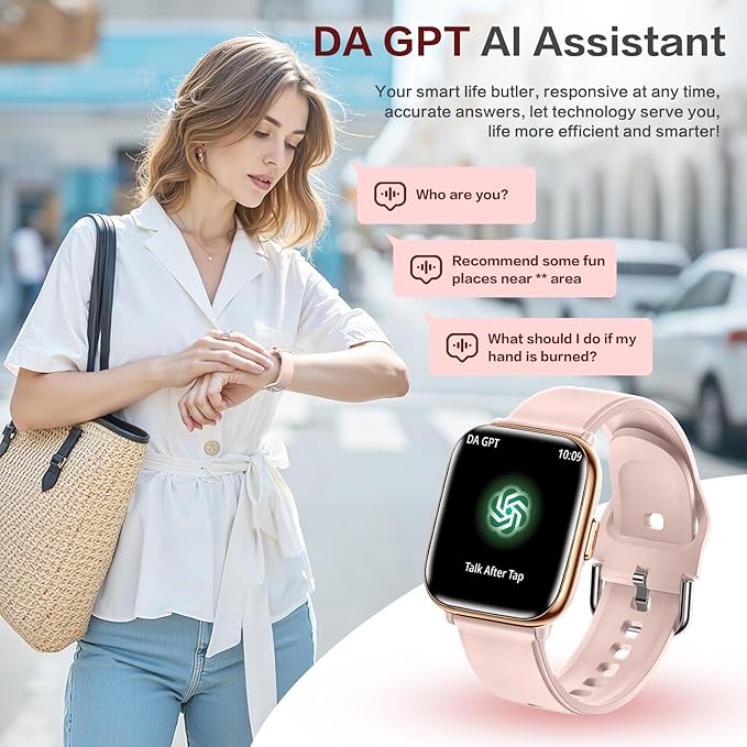 Smart Watches for Women, 1.75" AMOLED Fitness Tracker with Da GPT AI Assistant, Bluetooth Call, Heart Rate BP SpO2 Sleep Monitor, IP68 Waterproof Smart Watch for iPhone Android