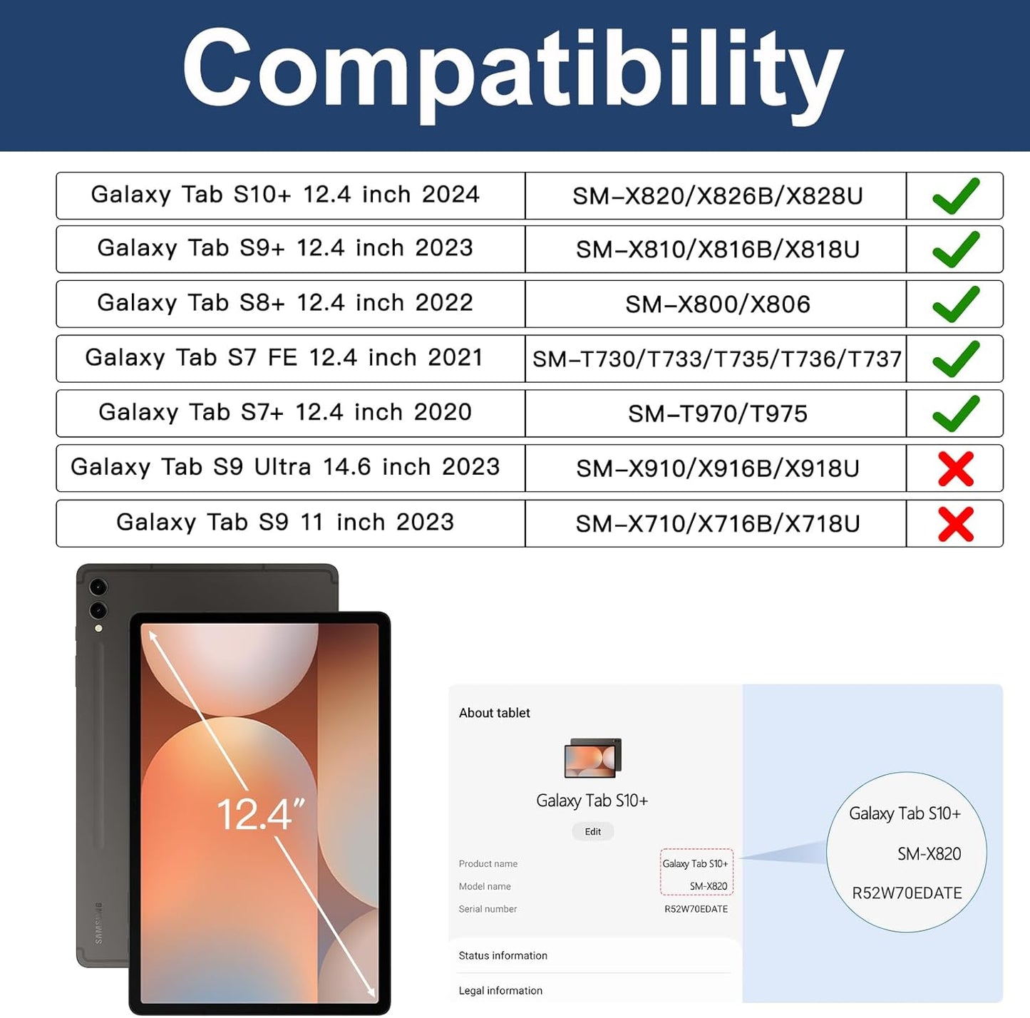 BRAECN for Galaxy Tab S10+Plus/ S9+/S9 FE+/S8+12.4 Inch Case,Heavy Duty Tablet Case with 360 Rotating Stand &Hand Strap, Built-in S Pen Holder, Shoulder Strap for Samsung Galaxy Tab S9 Plus -Blue