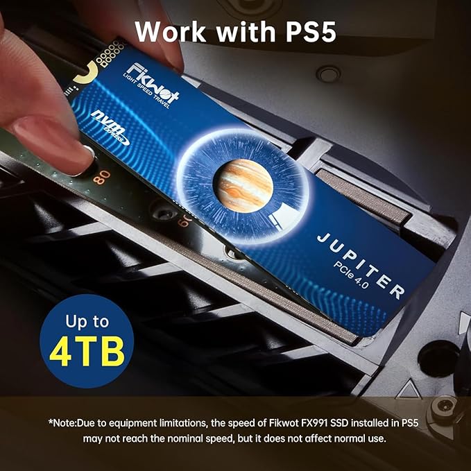 FX991 M.2 SSD 2TB NVMe SSD M2 2280 PCIe Gen 4x4, Read Up to 7100MB/s, Internal Solid State Drive for PS5 Laptop Desktop 3D QLC NAND