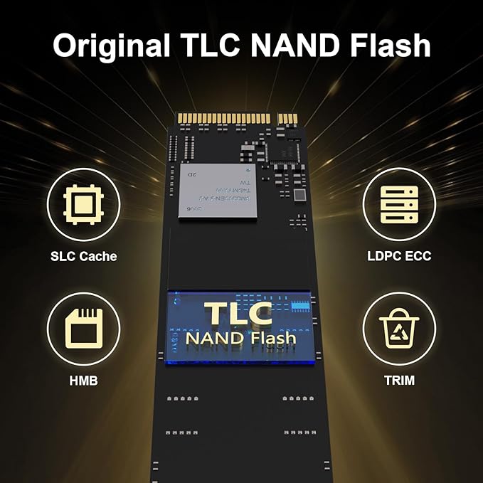 SSD 1TB - M.2 NVMe PCIe Gen4x4 with Graphite Sheet, up to 7401MB/s Read, SLC Cache TLC 3D NAND Gaming SSD, Compatible with PS5, Laptop ＆ PC