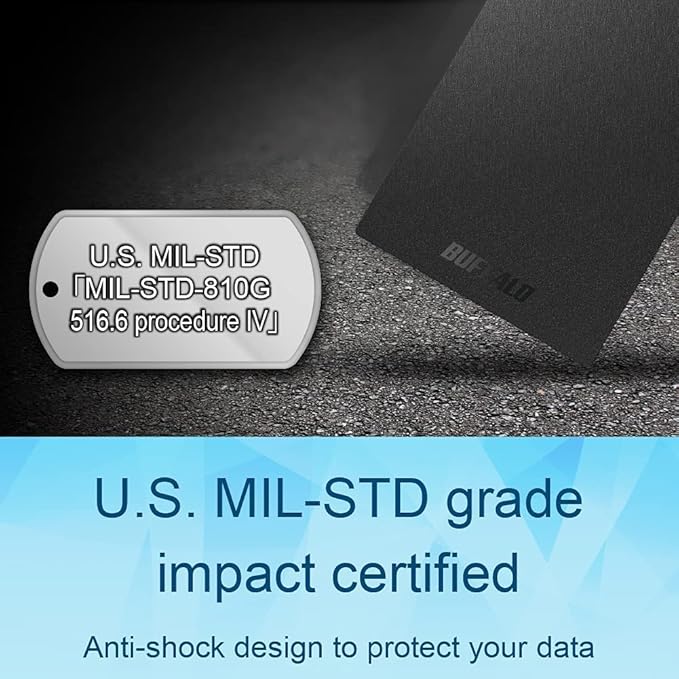 BUFFALO External SSD 500GB - Compatible with PS4 / PS5 / Windows/Mac - USB-C - USB-A - USB 3.2 - External Solid State Drive - ‎SSD-PG500U3B