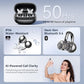 Kinglucky Gen2 Clip-On Earbuds with Butterfly Earrings, Charge & Store Without Removing Earrings, Comfortable Fit & 50H Playtime Open-Ear Bluetooth Headphones for Women, Small Ears, Gifts (Black)