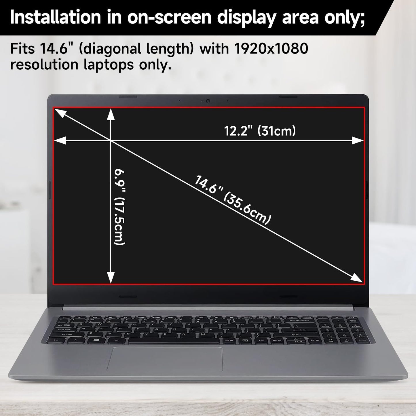 14 Inch 16:9 Laptop Privacy Screen Filter, Anti Blue Light Glare & Anti Scratch Computer Privacy Shield for 14" with 1920x1080 Aspect Ratio Laptop