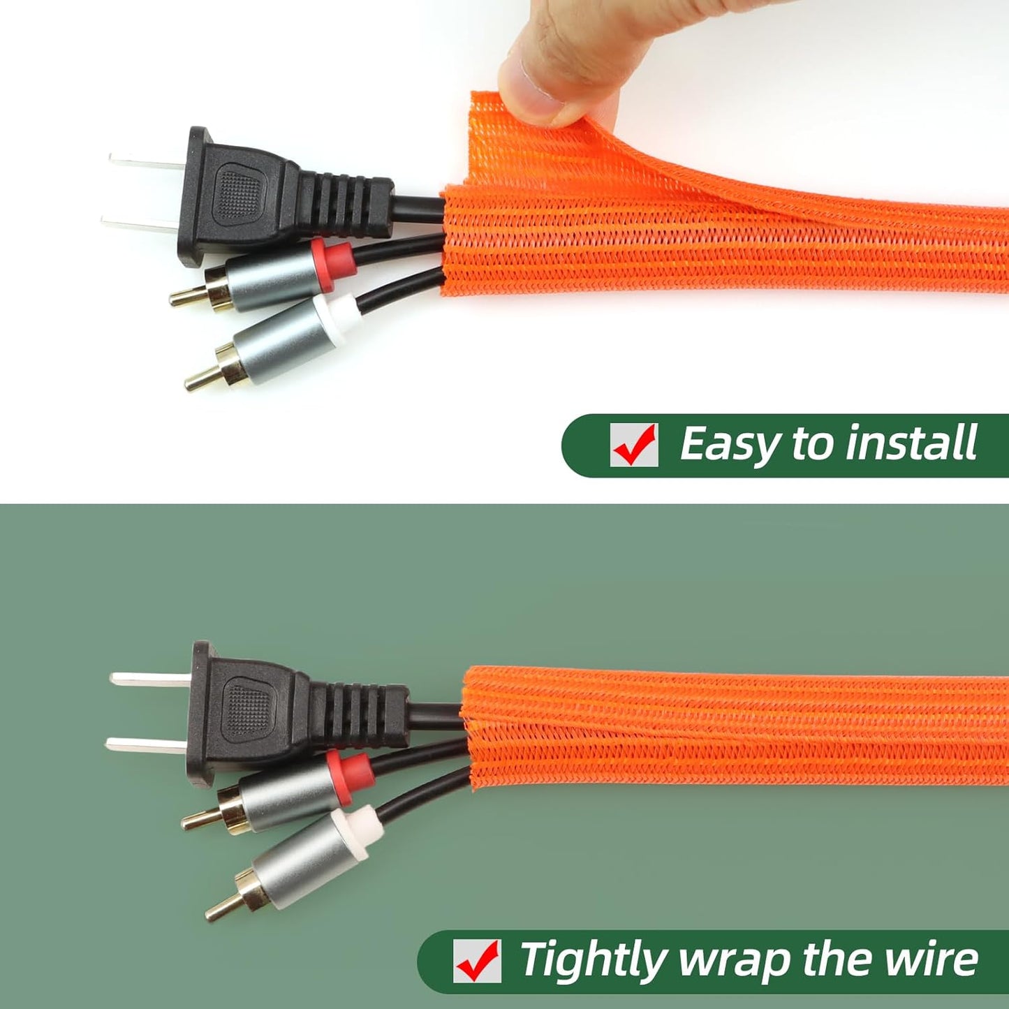Split Wire Loom Tubing, Cable Protector Sleeve, Braided Cable Management for TV/Computer/Home Theater/Engine Bay, Cord Protectors from Pets No Chew (Orange, 1"-10ft)