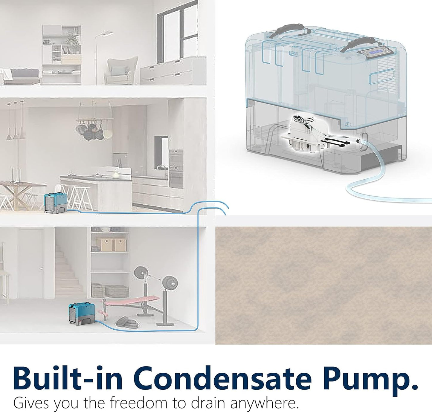 ALORAIR LGR Smart WiFi Commercial Dehumidifier up to 180 PPD (Saturation) with Pump, 5 Years Limited Warranty, Industrial Dehumidifiers, for Garage, Flood Restoration