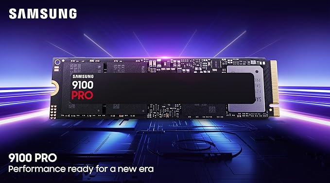 Samsung SSD 9100 PRO 1TB, PCIe 5.0x4 M.2 2280, Seq. Read Speeds Up to 14,700MB/s, Best for AI Computing, Gaming, and Heavy Duty Workstations (MZ VAP1T0B/AM)