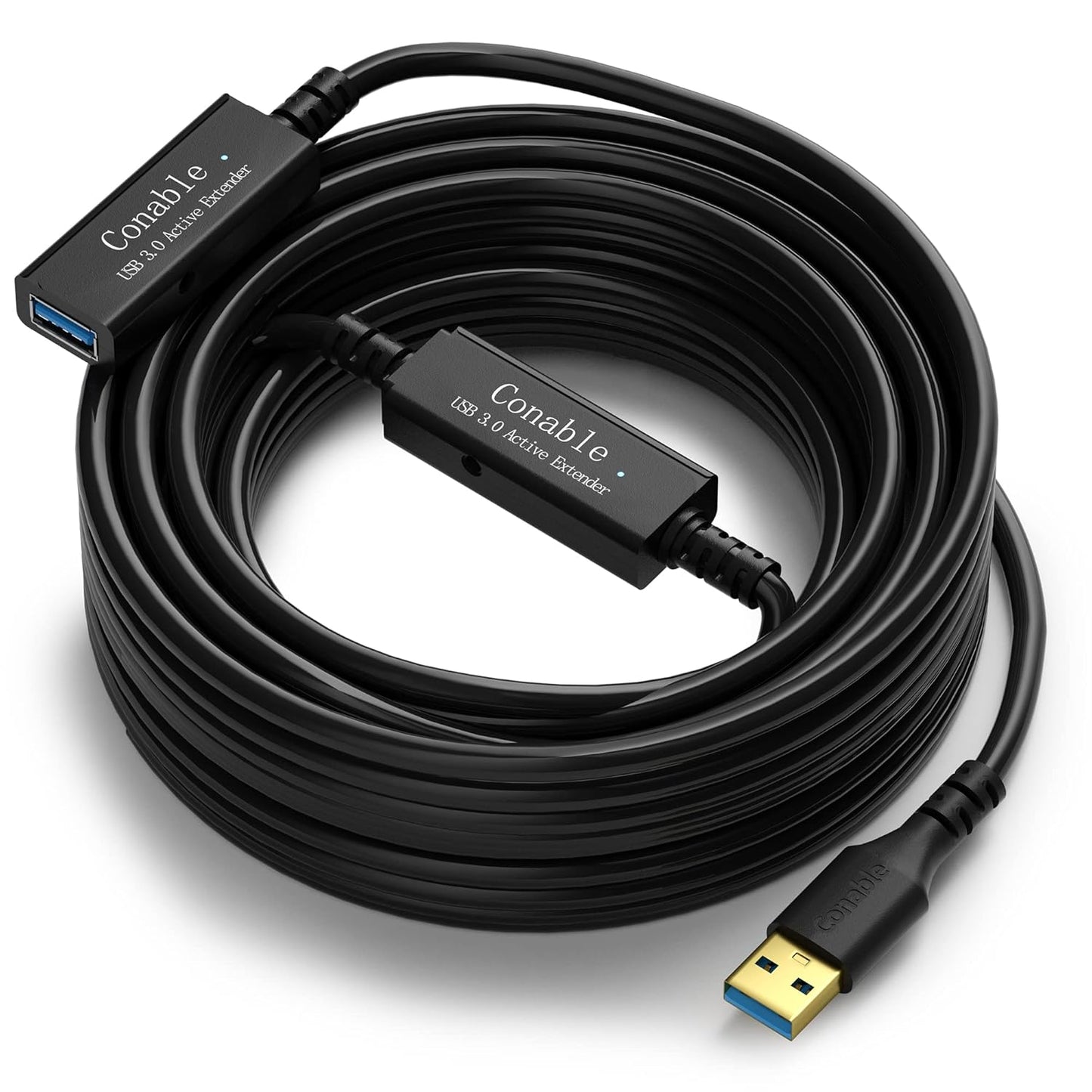 USB 3.0 Active Extension Cable 35 Feet, Long USB Type-A Male to Female Extender Cord, Built-in 2 Signal Booster Smart Chips, 5Gbps Transfer, for Printer, Xbox, Webcam, VR, Hard Drive, USB Hub and More