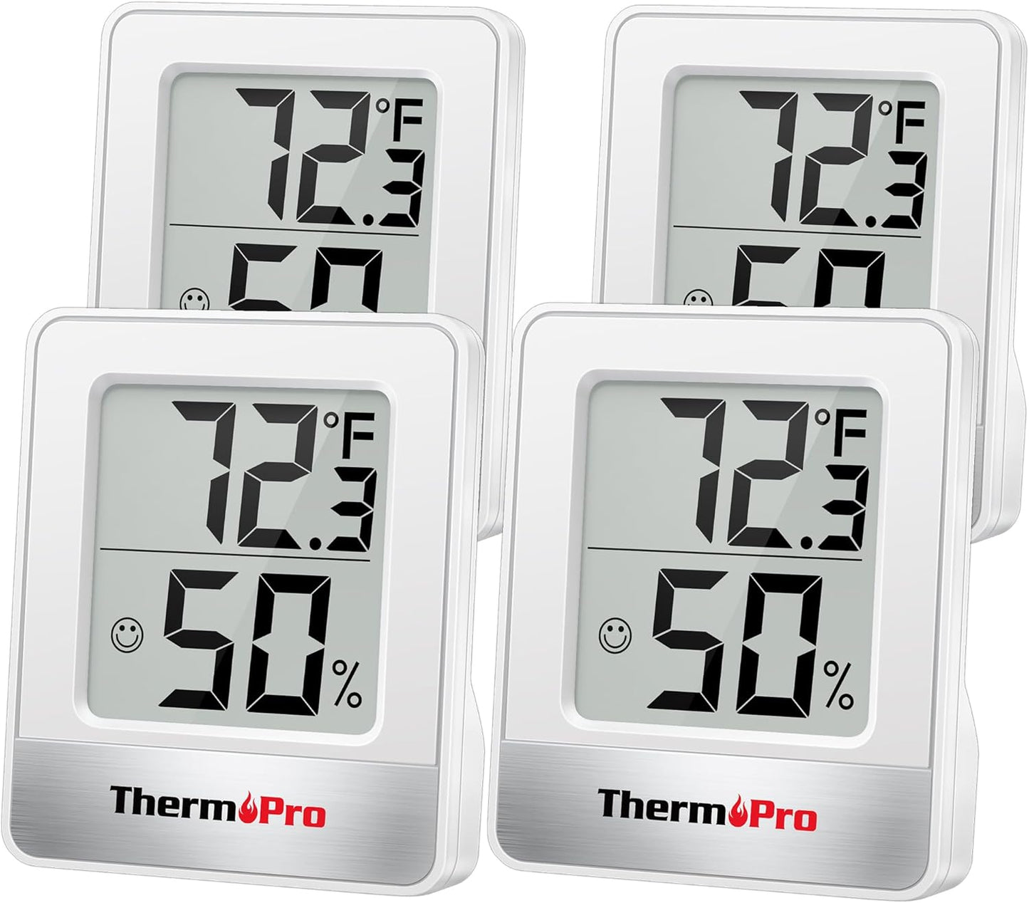 ThermoPro TP49 4 Pieces Digital Hygrometer Indoor Thermometer Humidity Meter Mini Hygrometer Thermometer with Temperature and Humidity Monitor Room Thermometer
