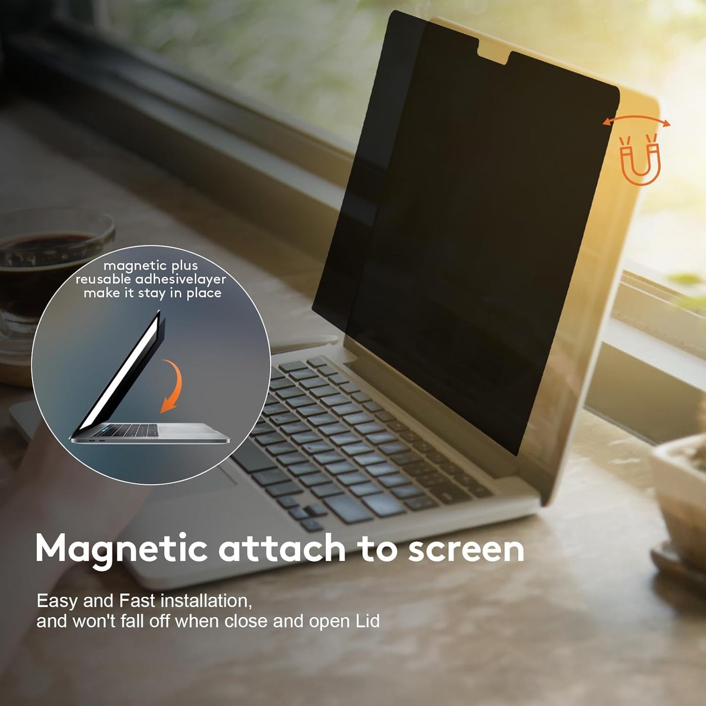 Magnetic Privacy Screen for MacBook Pro 14 inch (2021-2024, M1, M2, M3, M4, Pro, Max), Detachable Screen Protector, Blue Light Blocking, Anti Glare Protector and Privacy Filter Shield