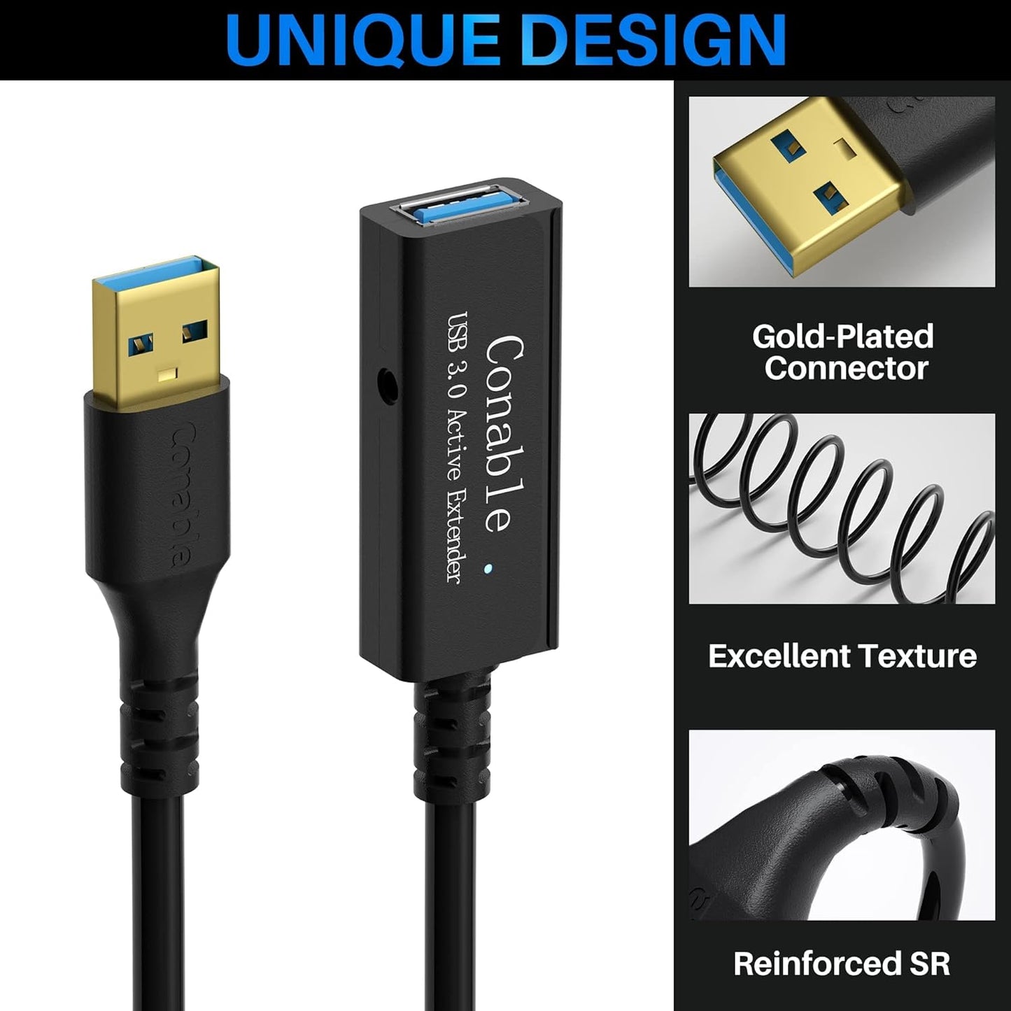 USB 3.0 Active Extension Cable 30 Feet, Long USB Type-A Male to Female Extender Cord, Built-in 2 Signal Booster Smart Chips, 5Gbps Transfer, for Printer, Xbox, Webcam, VR, Hard Drive, USB Hub and More