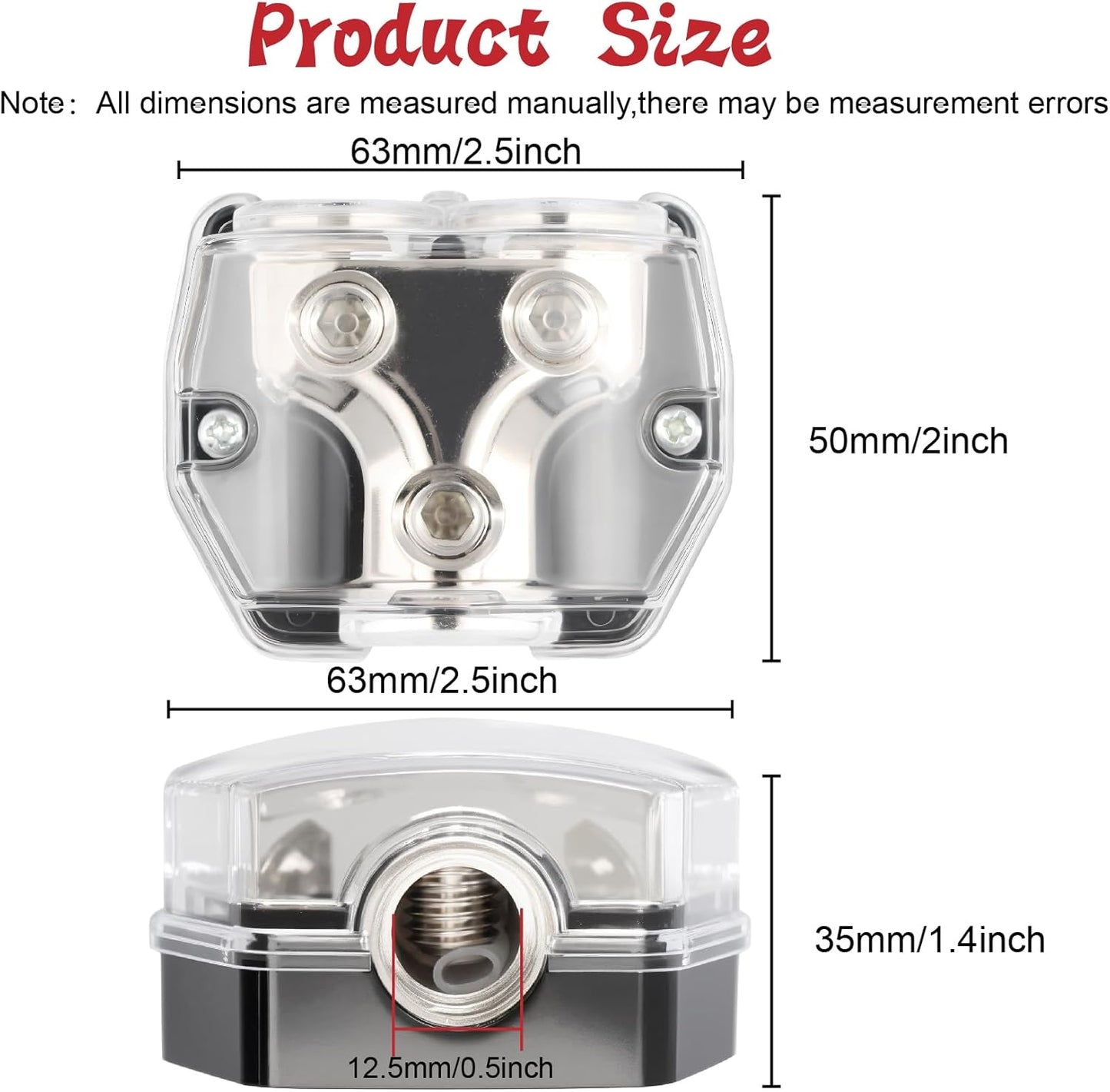 2 Way Power Distribution Block 1x 0 GA in 2X 0 GA Out Circuit Protector Distribution Connecting Blocks for Car Audio Splitter,1Pc with Installation Kit