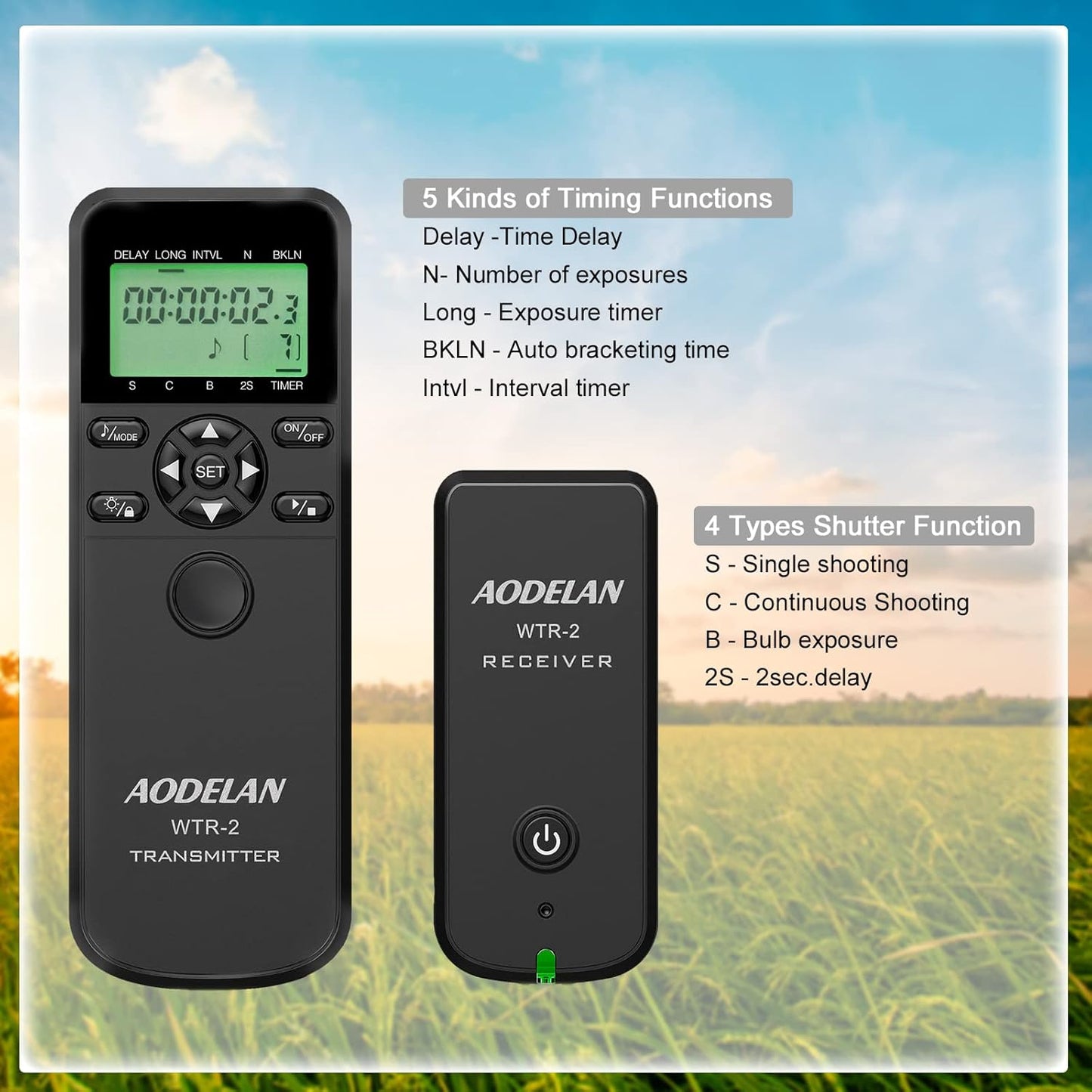 Wireless Shutter Intervalometer Timer Control with LCD and HDR for Nikon D750, D5300, D5600, D7200, D7500, Z6, Z7, Z9, D800, D850, Coolpix P1000