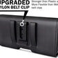 PiTau Holster for iPhone Pro Max & Plus 16, 15, 14, 13, 12, 11, 8, 7, 6, 6s, Xs Max, Cell Phone Case with Belt Clip ID Card Holder for Samsung Galaxy S25+ Note 10+, Fits with Otterbox, Black Large