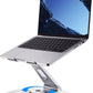 Ultra-Stable Swivel Laptop Stand for Desk with 360 Rotating Larger Base, Aluminum Anti-Loosening Structure, Height Adjustable Laptop Stand, Fits 10"-17.3" Laptops，Silver