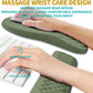 Hokafenle 2 in 1 Ergonomic Mouse Pad Wrist Support & Wrist Rest for Computer Keyboard Set, with Relieve Carpal Tunnel Pain Massage Bulge and Full Memory Gel Design (2In1 Set, Dark Green)