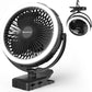 Camping Rechargeable Fan, Battery Operated with Timer, Powerful Airflow Portable Fan, Strong Clip with Light & Hook for Tent Outdoor Travel BBQ Hurricane Power Outage