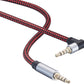 Male to Male Audio Cable 6Ft, 90 Degree TRRS 3.5mm 4 Pole Nylon Braided Stereo Aux Cable for Headphones, PS4, Phone, Tablet, Headset, PC, Laptop and More