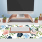 Gaming Green Desk Mat Desk Mouse Pads Purple Blue Pink Floral Mouse Pad Large, XL Big Computer Keyboard Mouse Mat Desk Pad Mat with Stitched Edge for Women Home Office Decor Deskmat 31.5x11.8 in
