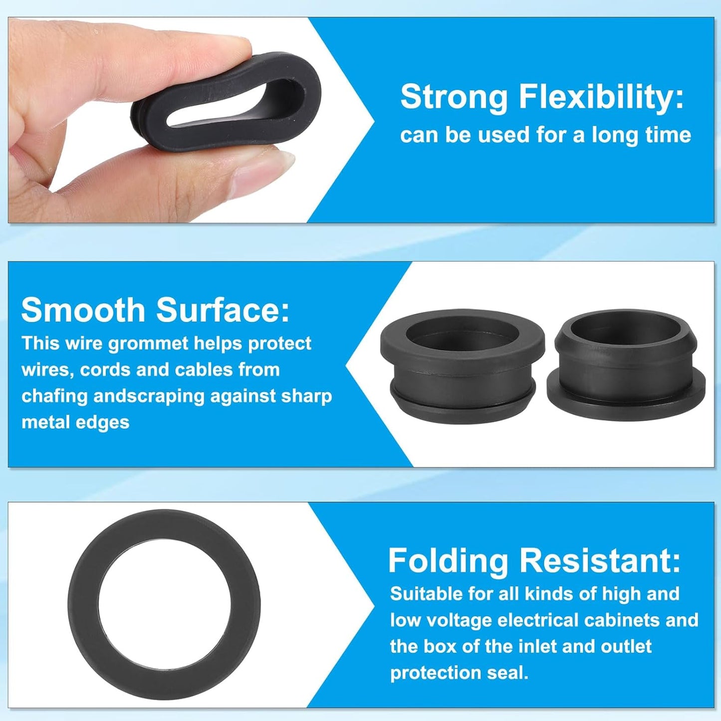 PATIKIL 29mm / 1-1/18 Inch Drill Hole,15/16 Inch ID Rubber Grommets, 3Pcs Top Hat Grommet for Wiring Eyelet Ring Gasket Automotive Firewall Cable Hole Plugs Wires Protection, Black