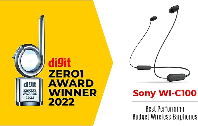 Sony WI-C100 Wireless in-Ear Bluetooth Headphones with Built-in Microphone,Blue,(Pack of 2)