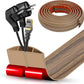 Floor Cord Cover Cavity 0.8"x0.37" Self Adhesive Cord Hider, 10FT Low Profile Cable Management, Extension Strip Protector for Wires, Prevent Cable Trips for Offices, Gyms,(Wood Smoked Brown)