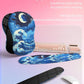 Hokafenle 2in1 Combination, Wave Keyboard Wrist Rest and Ergonomic Curvature Mouse Pad Wrist Support for Relieve Wrist Pain, Filled with Soft Cushion Memory Foam, Crescent Waves