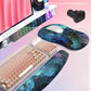 Hokafenle 2in1 Combination, Wave Keyboard Wrist Rest and Ergonomic Curvature Mouse Pad Wrist Support for Relieve Wrist Pain, Filled with Soft Cushion Memory Foam, Nebula Dreamland
