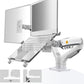 NB North Bayou Laptop Mount with Adjustable Tray for 10-17”Notebook, Full Motion Arm with VESA Plate for 17-30”Monitor,Clamp-on Grommet Mounting F160-FP (White)