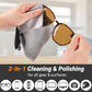 2 Sided Glasses Cleaning Kit,Portable Glasses Cleaner Cloth Keychain,Reusable Microfiber Eye Glasses Lens Cleaning Cloth Wipes Kit with Pouch,Black,6X 6-Inch