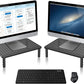 Bracwiser Monitor Stand Riser,3 Level Height Adjustable Desktop monitor stand for Computer, Laptop, Printer, Notebook with Vented Metal Platform 370X235MM 2 Packs,Black