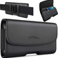 PiTau Holster for iPhone Pro Max & Plus 16, 15, 14, 13, 12, 11, 8, 7, 6, 6s, Xs Max, Cell Phone Case with Belt Clip ID Card Holder for Samsung Galaxy S25+ Note 10+, Fits with Otterbox, Black Large