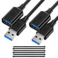 USB Extender Cord 3.3FT(2 Pack), USB 3.0 Extension Cable, USB A Male to Female, Compatible for USB Flash Drive, Hard Drive, Card Reader, Webcam, Printer, Keyboard, Mouse, Playstation, Xbox, VR Headset